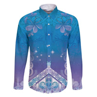 New Zealand Matariki Family Matching Off The Shoulder Long Sleeve Dress and Hawaiian Shirt Maori Marae Cyan Galaxy