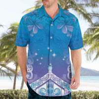 New Zealand Matariki Hawaiian Shirt Maori Marae Cyan Galaxy