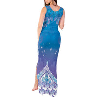 New Zealand Matariki Tank Maxi Dress Maori Marae Cyan Galaxy