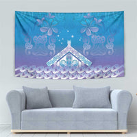 New Zealand Matariki Tapestry Maori Marae Cyan Galaxy