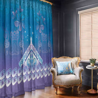 New Zealand Matariki Window Curtain Maori Marae Cyan Galaxy