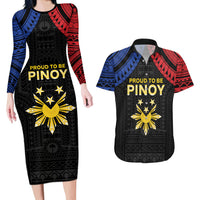 Philippines Independence Day Couples Matching Long Sleeve Bodycon Dress and Hawaiian Shirt Proud To Be Pinoy