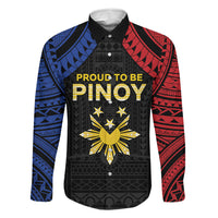 Philippines Independence Day Family Matching Long Sleeve Bodycon Dress and Hawaiian Shirt Proud To Be Pinoy LT05 Dad's Shirt - Long Sleeve Black - Polynesian Pride