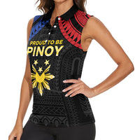 Philippines Independence Day Women Sleeveless Polo Shirt Proud To Be Pinoy