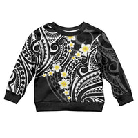 Plumeria With Black Polynesian Tattoo Pattern Kid Ugly Christmas Sweater