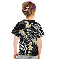 Plumeria With Black Polynesian Tattoo Pattern Kid T Shirt
