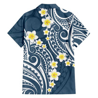 Plumeria With Blue Polynesian Tattoo Pattern Family Matching Summer Maxi Dress and Hawaiian Shirt LT05 - Polynesian Pride