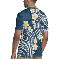 Plumeria With Blue Polynesian Tattoo Pattern Rugby Jersey