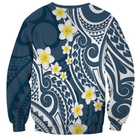 Plumeria With Blue Polynesian Tattoo Pattern Sweatshirt