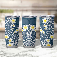 Plumeria With Blue Polynesian Tattoo Pattern Tumbler Cup