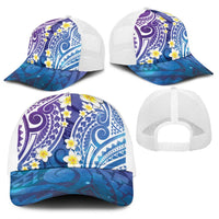 Plumeria With Galaxy Polynesian Tattoo Pattern Baseball Net Cap - Polynesian Pride