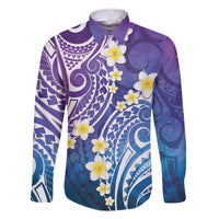 Plumeria With Galaxy Polynesian Tattoo Pattern Family Matching Off Shoulder Short Dress and Hawaiian Shirt