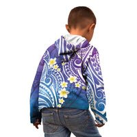Plumeria With Galaxy Polynesian Tattoo Pattern Kid Hoodie