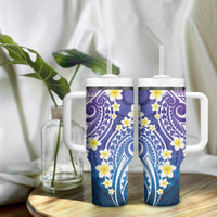 Plumeria With Galaxy Gradient Polynesian Tattoo Pattern Tumbler With Handle