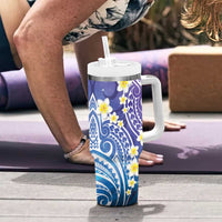 Plumeria With Galaxy Gradient Polynesian Tattoo Pattern Tumbler With Handle