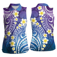 Plumeria With Galaxy Polynesian Tattoo Pattern Women Sleeveless Polo Shirt