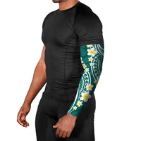 Plumeria With Teal Polynesian Tattoo Pattern Arm Sleeves - Polynesian Pride