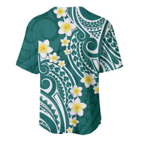 Plumeria With Teal Polynesian Tattoo Pattern Baseball Jersey