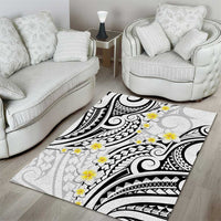Plumeria With White Polynesian Tattoo Pattern Area Rug
