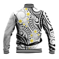 Plumeria With White Polynesian Tattoo Pattern Baseball Jacket