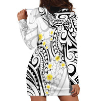 Plumeria With White Polynesian Tattoo Pattern Hoodie Dress