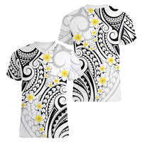 Plumeria With White Polynesian Tattoo Pattern Women V-Neck T-Shirt