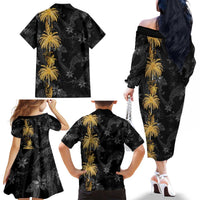 Hawaiian Honu And Surfboards Family Matching Off The Shoulder Long Sleeve Dress and Hawaiian Shirt Gold Style LT05 - Polynesian Pride