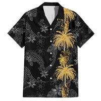 Hawaiian Honu And Surfboards Family Matching Off Shoulder Maxi Dress and Hawaiian Shirt Gold Style LT05 Dad's Shirt - Short Sleeve Gold - Polynesian Pride