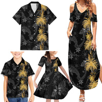 Hawaiian Honu And Surfboards Family Matching Summer Maxi Dress and Hawaiian Shirt Gold Style LT05 - Polynesian Pride