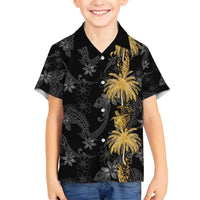 Hawaiian Honu And Surfboards Family Matching Summer Maxi Dress and Hawaiian Shirt Gold Style LT05 Son's Shirt Gold - Polynesian Pride