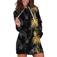Hawaiian Honu And Surfboards Hoodie Dress Gold Style - Polynesian Pride