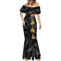 Hawaiian Honu And Surfboards Mermaid Dress Gold Style - Polynesian Pride