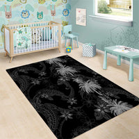 Hawaiian Honu And Surfboards Area Rug Silver Style - Polynesian Pride