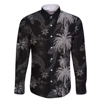 Hawaiian Honu And Surfboards Family Matching Off Shoulder Short Dress and Hawaiian Shirt Silver Style - Polynesian Pride