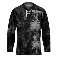 Hawaiian Honu And Surfboards Hockey Jersey Silver Style - Polynesian Pride