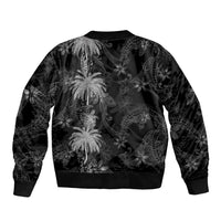 Hawaiian Honu And Surfboards Sleeve Zip Bomber Jacket Silver Style - Polynesian Pride