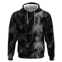 Hawaiian Honu And Surfboards Zip Hoodie Silver Style - Polynesian Pride