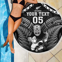 Custom New Zealand Maori Tiki Rugby Beach Blanket Go Aotearoa Maori Pattern