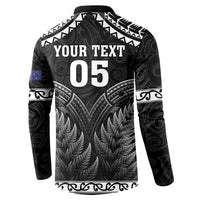 Custom New Zealand Maori Tiki Rugby Button Sweatshirt Go Aotearoa Maori Pattern