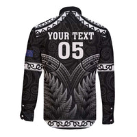 Custom New Zealand Maori Tiki Rugby Long Sleeve Button Shirt Go Aotearoa Maori Pattern