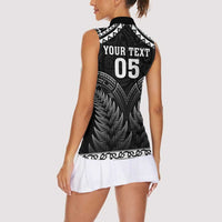 Custom New Zealand Maori Tiki Rugby Women Sleeveless Polo Shirt Go Aotearoa Maori Pattern
