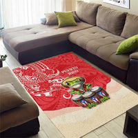 Puerto Rico Area Rug Coqui Frog With Polynesian Pattern - Polynesian Pride