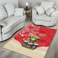 Puerto Rico Area Rug Coqui Frog With Polynesian Pattern - Polynesian Pride