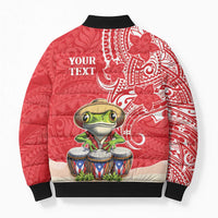 Personalized Puerto Rico Bomber Puffer Jacket Coqui Frog With Polynesian Pattern - Polynesian Pride