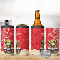 Personalized Puerto Rico 4 in 1 Can Cooler Tumbler Coqui Frog With Polynesian Pattern - Polynesian Pride