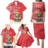 Personalized Puerto Rico Family Matching Puletasi and Hawaiian Shirt Coqui Frog With Polynesian Pattern - Polynesian Pride