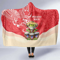 Puerto Rico Hooded Blanket Coqui Frog With Polynesian Pattern - Polynesian Pride