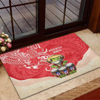 Puerto Rico Rubber Doormat Coqui Frog With Polynesian Pattern - Polynesian Pride
