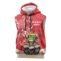 Personalized Puerto Rico Sleeveless Hoodie Coqui Frog With Polynesian Pattern - Polynesian Pride