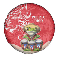 Puerto Rico Spare Tire Cover Coqui Frog With Polynesian Pattern - Polynesian Pride